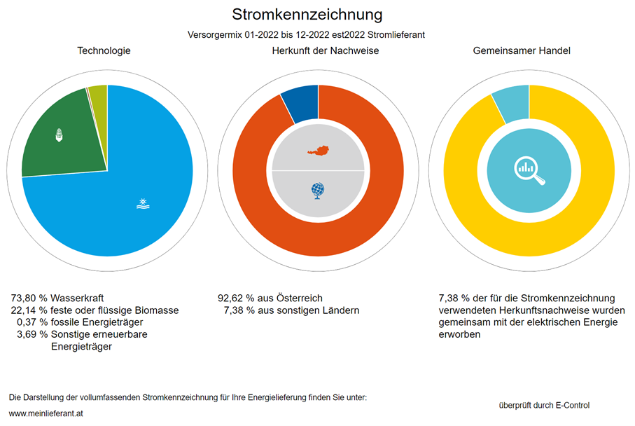 Beispiel der Stromkennzeichnung auf einer Kundenjahresrechnung 2023