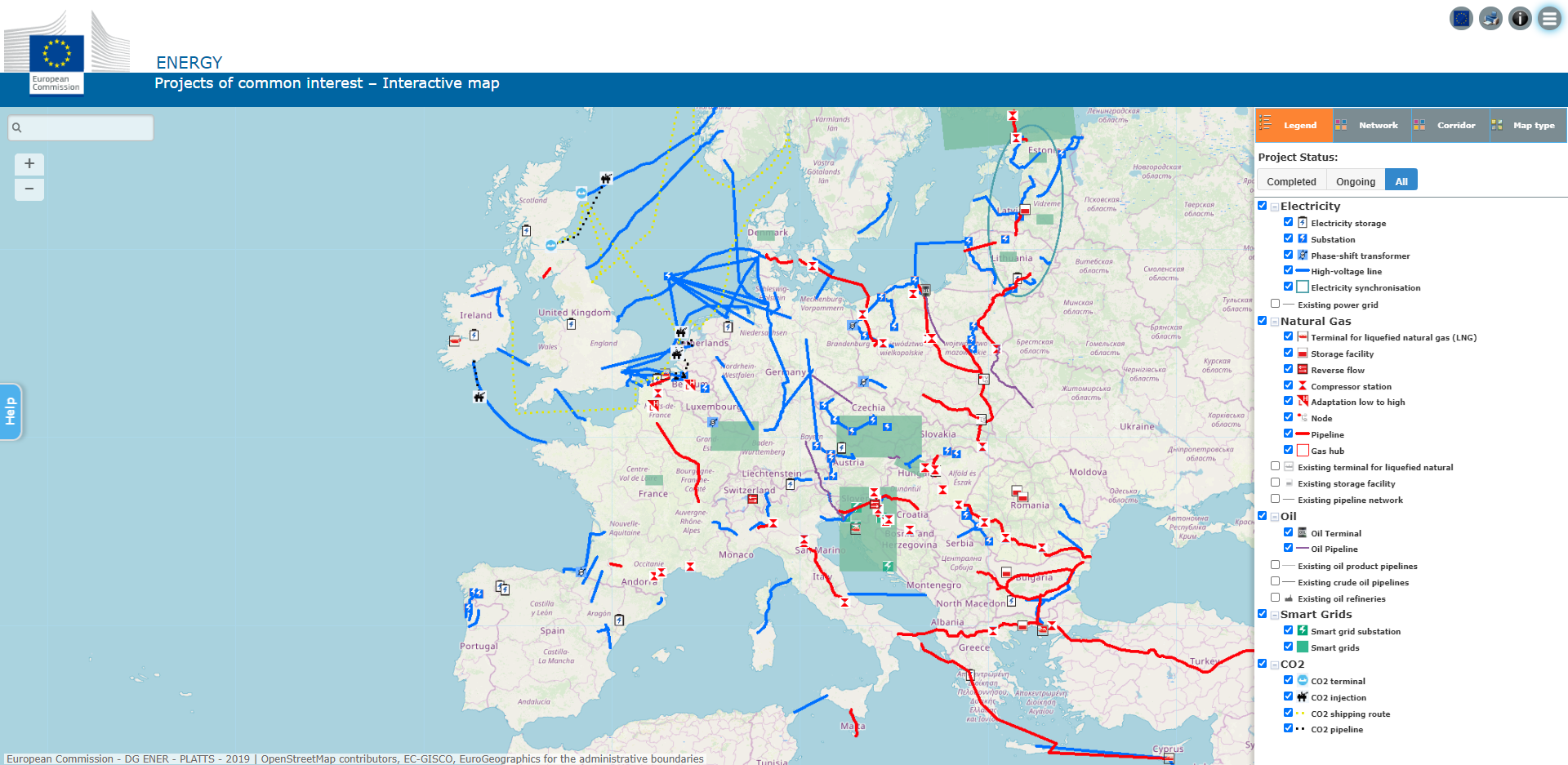 EC map of PCIs; source: European Commission 