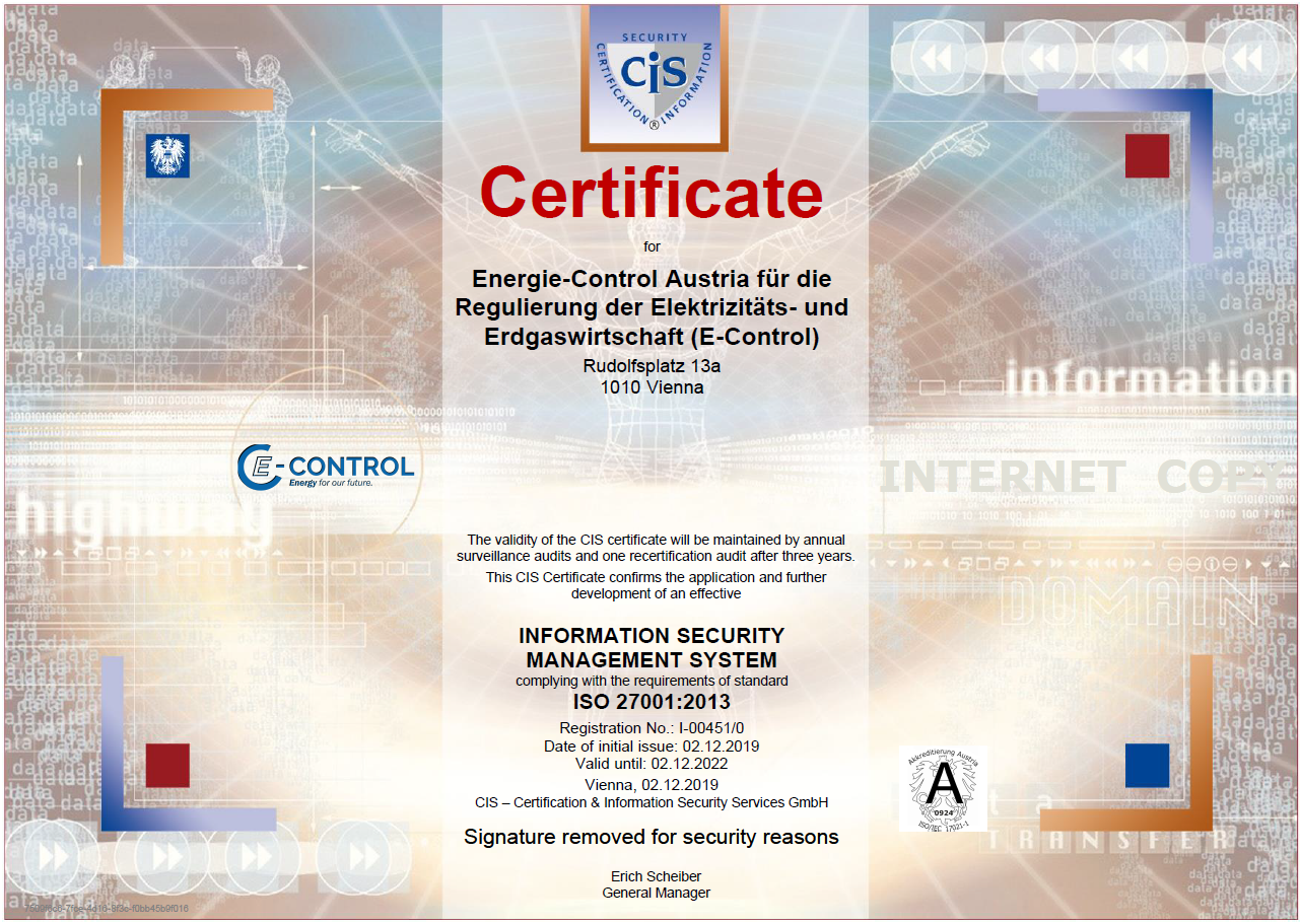 Zertifikat nach ISO 27001 (englisch)