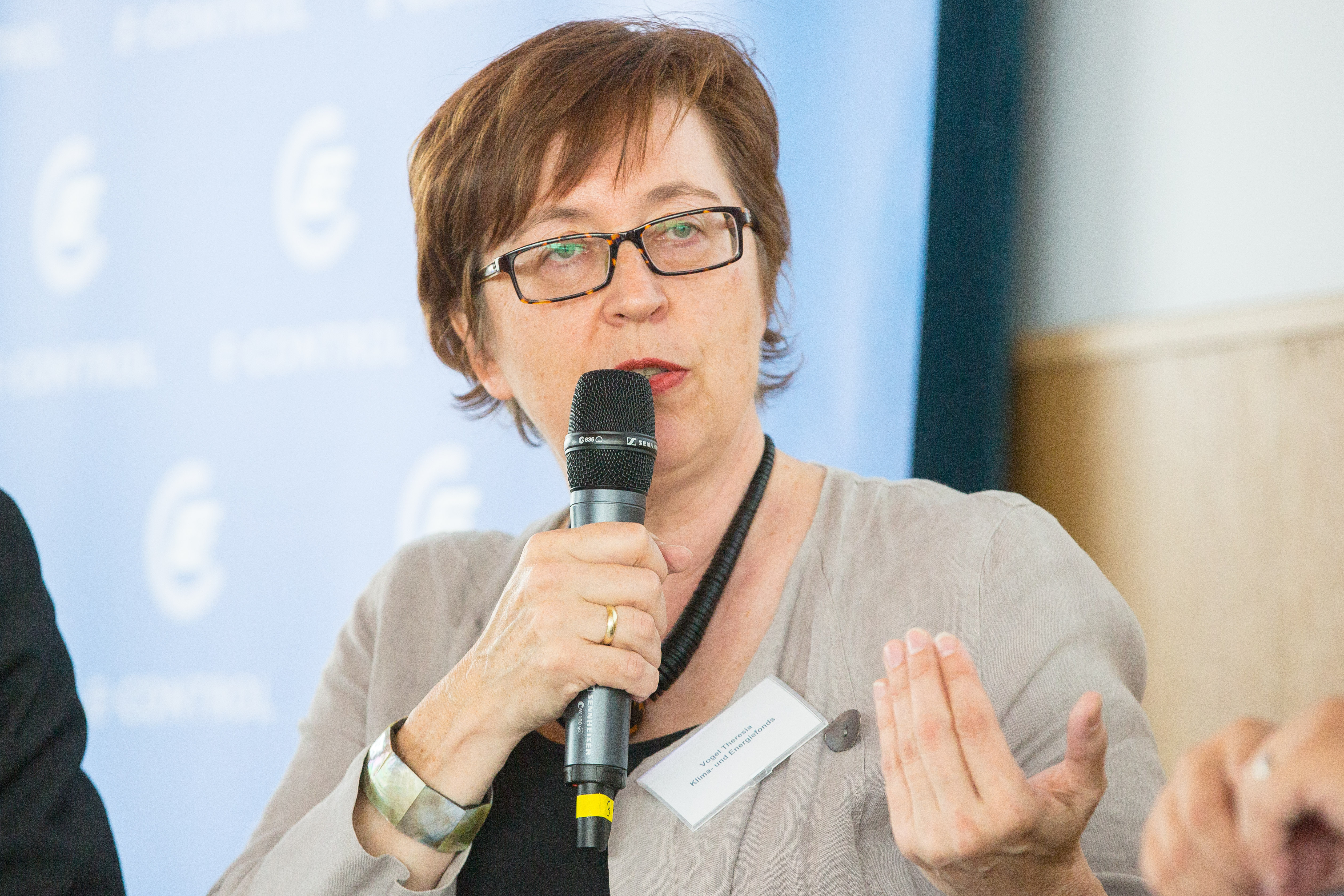 Diskutiert auf dem Podium: Klima- und Energiefonds Geschäftsführerin Theresia Vogel 