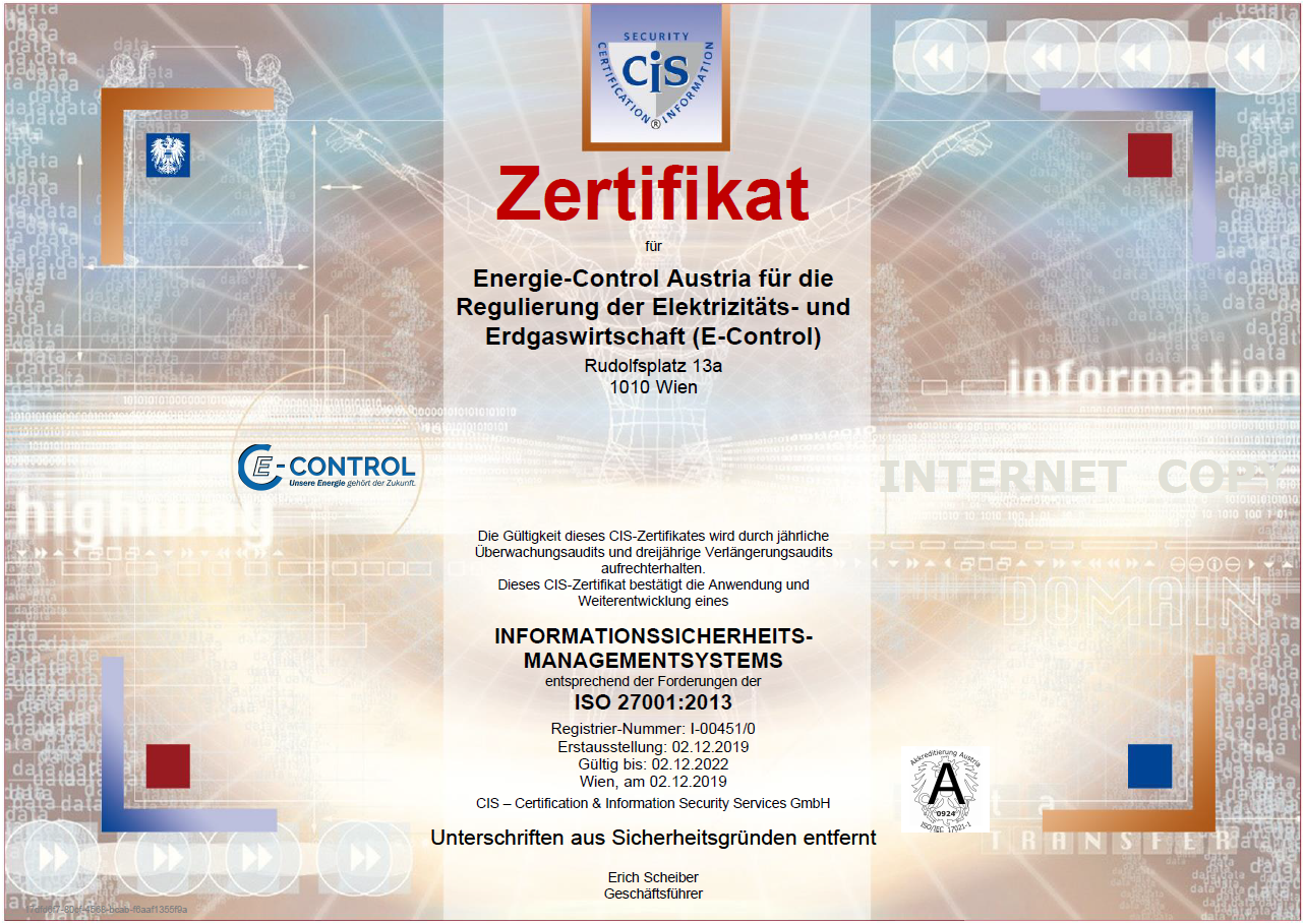 Zertifikat nach ISO 27001 (deutsch)
